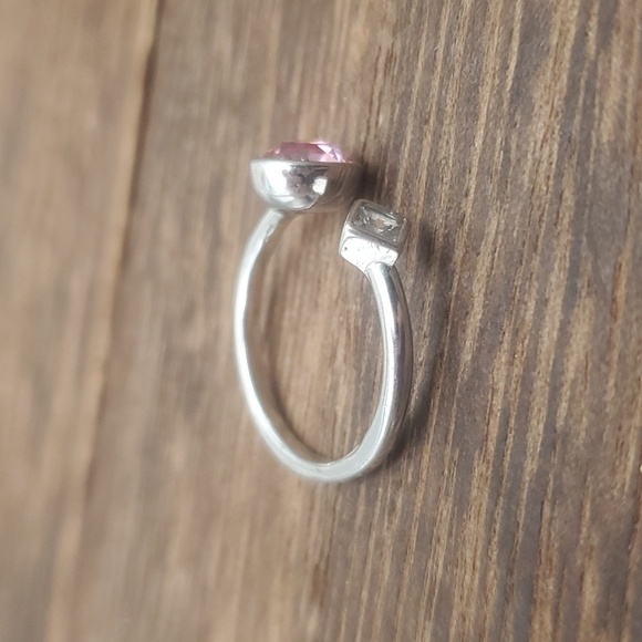 R619 designer sterling silver pink topaz wrap ring adjustable band - Picture 2 of 4